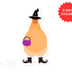 Spooky Halloween Chicken Witch Funny Sticker