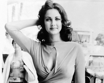 American Actress Lynda Carter Classic Black and White Retro Vintage Pin Up Poster Publicity Picture Photo Print
