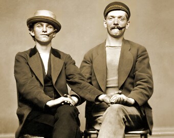 1880 Two Young Men Holding Hands for a Portrait Old Classic LGBT Gay Pride Vintage Photo Picture Print