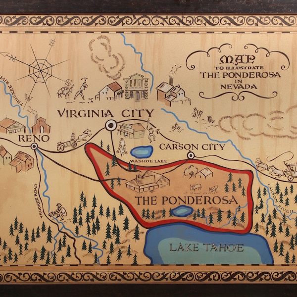 Map of Ponderosa From Classic Cowboy Western Television Show BONANZA Picture Poster Photo Print- Many Sizes Available