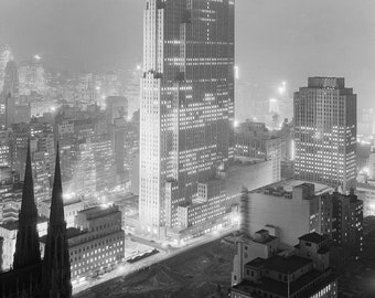 1933 Rockefeller Center New York City Skyline Buildings Classic Retro Movie Poster Picture Photo Print