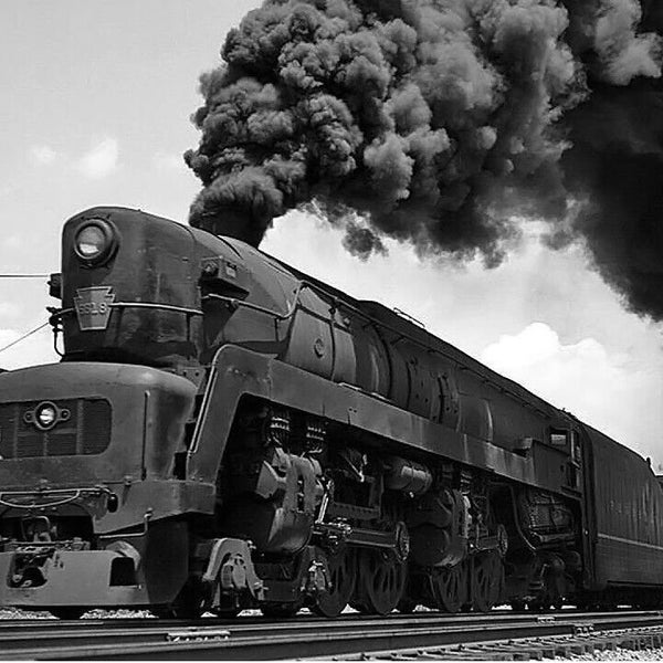 Steam Locomotive Train on Rail Road Tracks with Black Smoke Picture Poser Photo Print