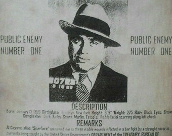 Al Capone Scarface Wanted Poster Mafia Gangster Organized Crime Classic Historic Glossy Poster Picture Photo Print