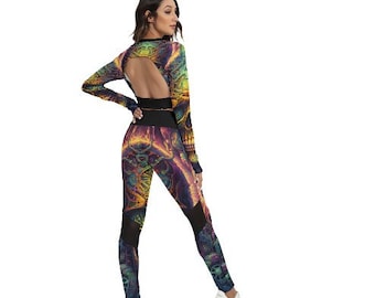 Ladies 2 piece Psychedelic Skull Set