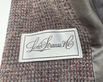 Vtg 70's Levi Strauss Co Wool Tweed Blazer Jacket Brown Sz 16 Cursive Label