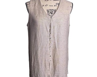 Vtg 90s Compagnie Internationale Express Linen Blend Longline Tunic Vest Sz M