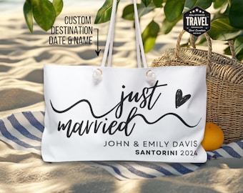 Borsa da spiaggia personalizzata per la luna di miele Borsa da spiaggia personalizzata Regalo per sposi novelli Regali per appena sposati Borsa da spiaggia personalizzata Regali per la doccia per la sposa Luna di miele