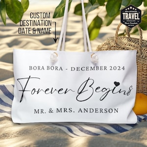 Personalized Honeymoon Beach Bag Beach Tote Bag Custom Newlywed Gift Just Married Gifts Custom Beach Bag Shower Gifts For Bride Honeymooning