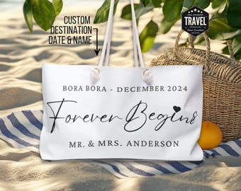 Borsa da spiaggia personalizzata per la luna di miele Borsa da spiaggia personalizzata Regalo per sposi novelli Regali per appena sposati Borsa da spiaggia personalizzata Regali per la doccia per la sposa Luna di miele