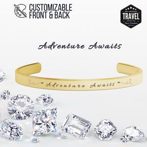 Gold Engraved Bracelet Custom Bracelet Women Engraved Bracelet Cuff Inspiration Quotes Custom Message Cuff Bracelet Handwriting Bangle