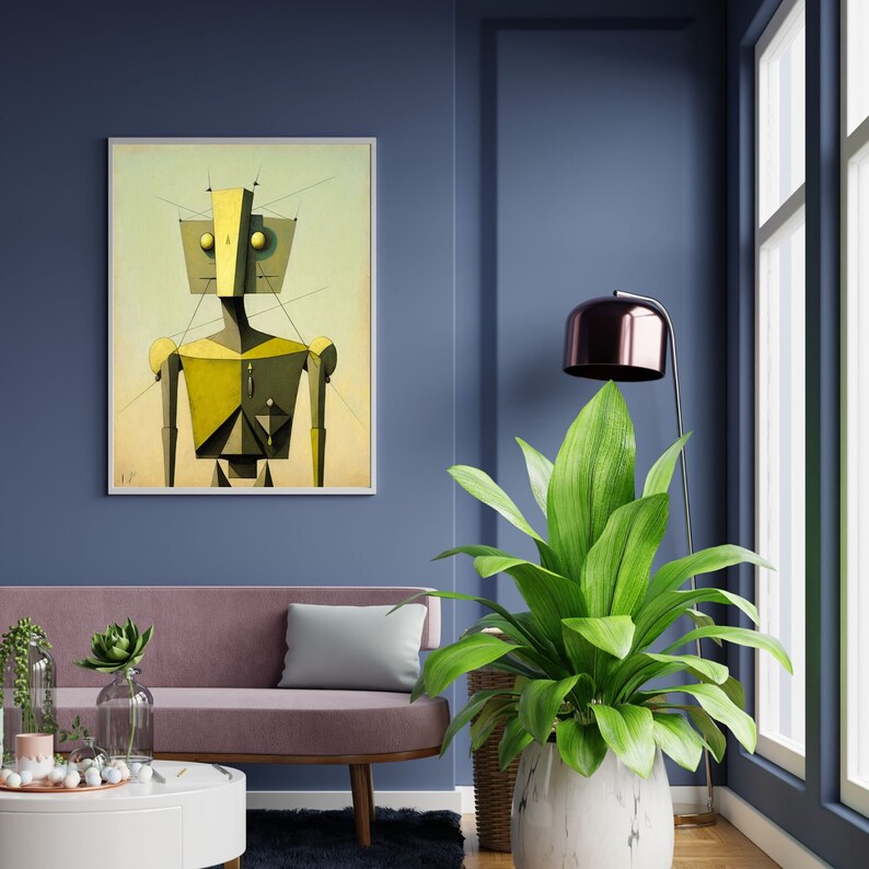 Abstract Robot Oil Painting, Ai Art, Home Decor, Wall Decor, Wall