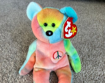 RARE! TY Beanie Baby- Peace Bear 1996 - Etsy