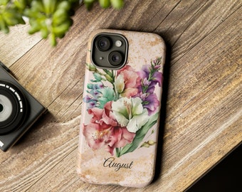 phone accessories for Iphone, Samsung Galaxie or Google Pixel, August birth month and flower phone case, gladiolus gifts, Tough Cases