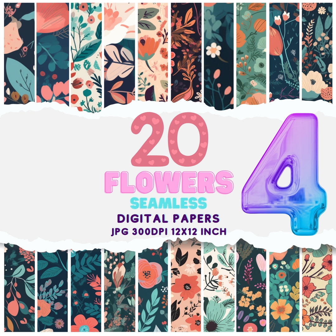 Flowers Digital Paper, Flowers Seamless Pattern, Floral Prints, Flowers ...