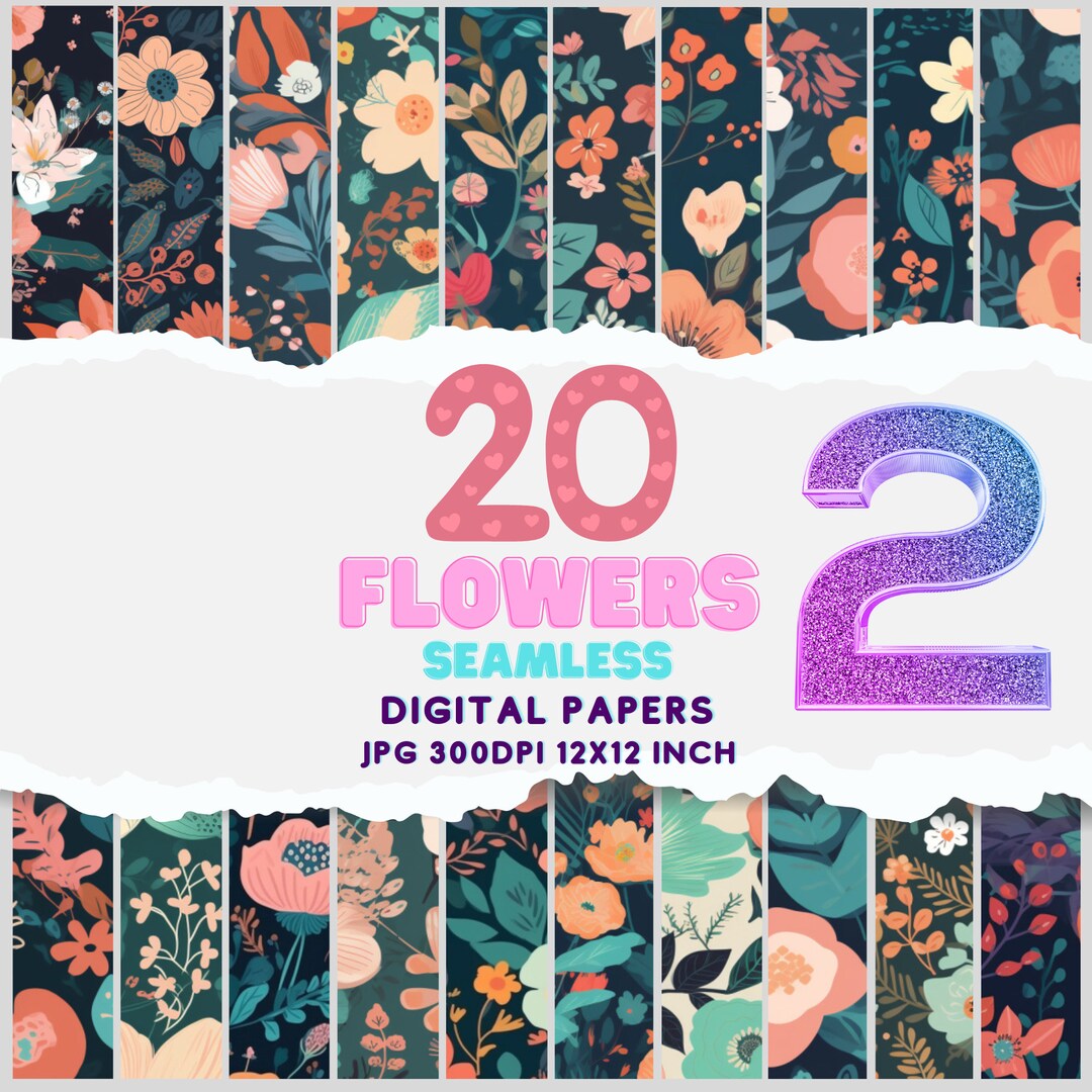 Flowers Digital Paper, Flowers Seamless Pattern, Floral Prints, Flowers ...