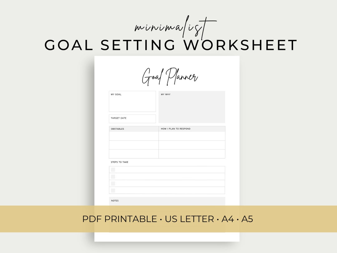 Goal Planner Printable, Goal Setting Worksheet, Minimalist Planner ...