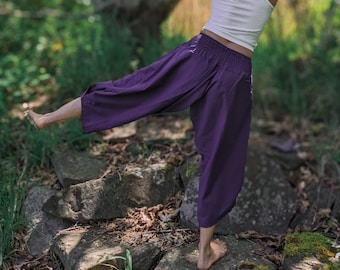Yoga Pants, Gender-Neutral, 100% Cotton, Loose Flowy Fit, One Size fits All, Harem Pants