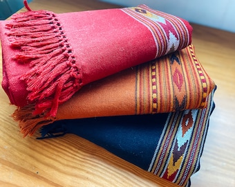 Wool Patterned Shawl, Meditation wrap, Himalayan Scarf, Tribal Embroidery, Large Oversized Wrap, Beach blanket, Lightweight wool Scarf