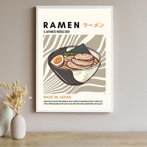 Japanese Food Poster, Ramen Wall Art Print, Home Decor, Digital Print Download, Anime, Retro, Minimalist, Modern Asian Restaurant Aesthetic