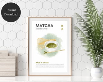 Póster de té matcha: Impresión artística de comida japonesa (descarga digital)