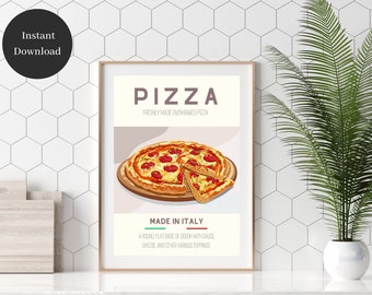 Italian Pizza Poster: Retro Kitchen Food Art (Digital Download)