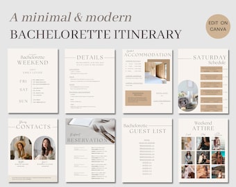 Minimalist Bachelorette Itinerary Template: Customizable Canva Planner (Digital)