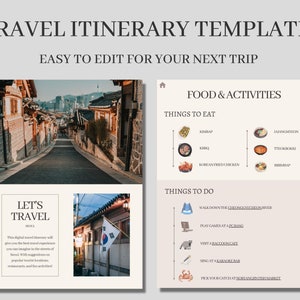 Digital Travel Itinerary Template Guide, Seoul, Korea, Modern Vacation Planner, Edit Canva, Minimal Digital Print, Digital Download, Print