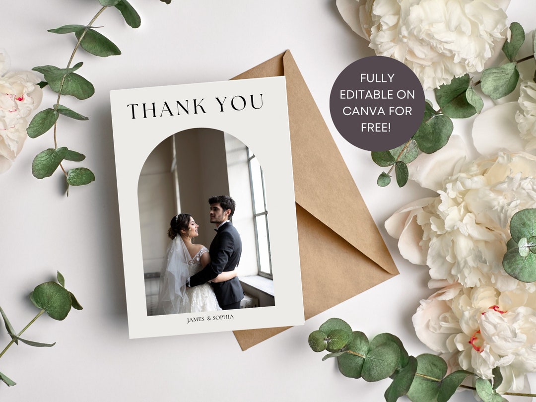 Modern Minimalist Wedding Thank You Card Template (digital Download) - Etsy