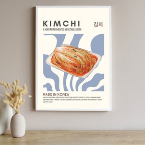 Koreanisches Essen Poster, Kimchi Wand Kunst, minimalistische Wohnkultur, Retro Digitaldruck Download, moderne asiatische Restaurant Geschäftskunst