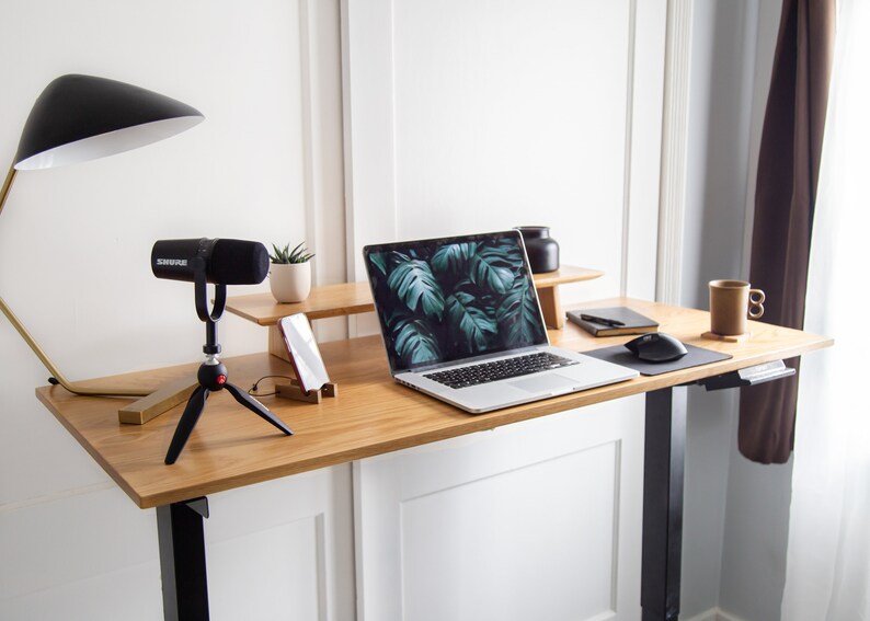 Solid Wood Standing Desk White Oak Handcrafted Adjustable Etsy