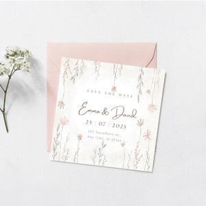 Florale Einladungskarte, Frühling-Sommer-Hochzeitseinladung, Einladungsvorlagen zum Herunterladen, digitale Einladung, auf Canva bearbeiten, Einladungen