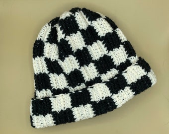 Checkered Hand made Crochet Hat