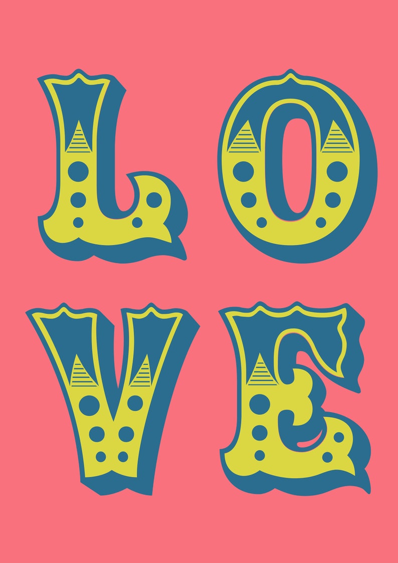 Motivational Quotes to Inspire LOVE Wall Art Vertical Colourful Word