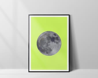 Neon Moon Wall Art | Vertical Colourful Art | Moon Wall Decor | Print | Neon Digital Download