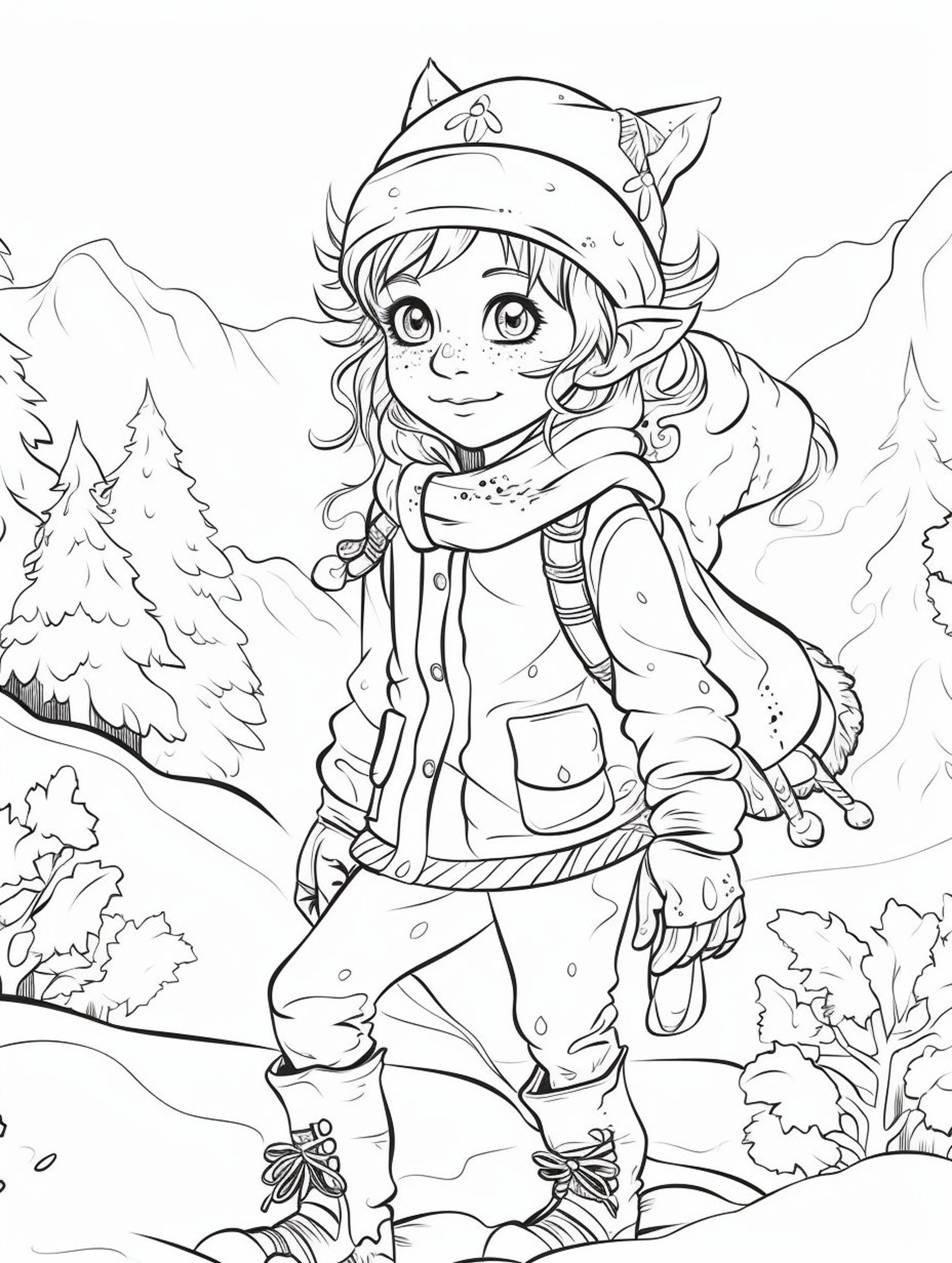 Elf Coloring Pages for Kids Instant Download Printable - Etsy
