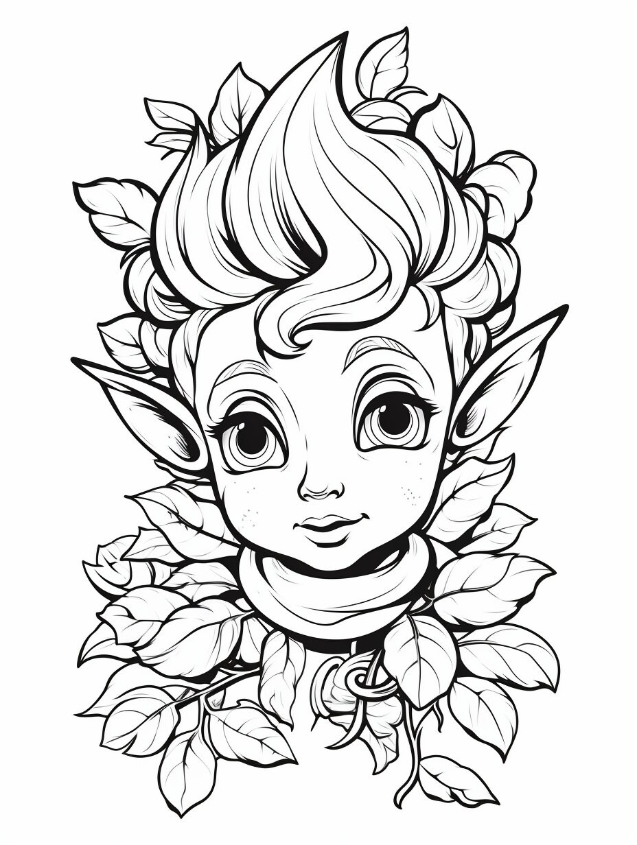 Elf Coloring Pages for Kids Instant Download Printable