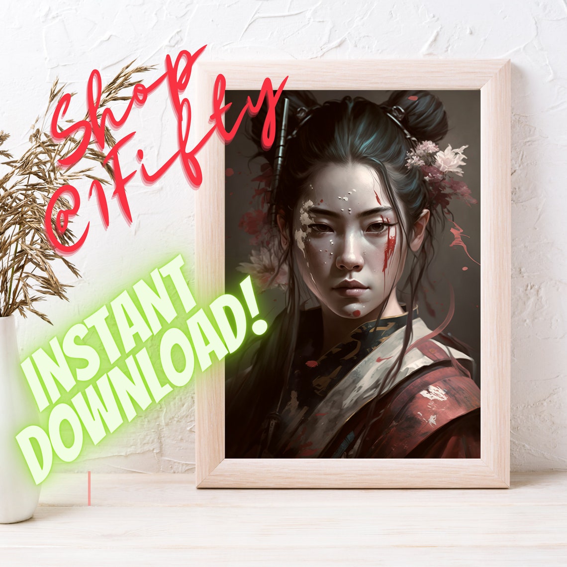 Instant Download Printable Aigenerated Geisha Art Print Geisha Portrait Highquality Multisize
