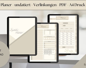 Digitaler Planer, deutsch, undatiert, Tages-, Wochen- und Monatsplaner, Fitnessplaner, Essplaner, persönlicher Planer, iPad, GoodNotes