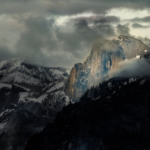Yosemite National Park Half Dome with Snow Canvas, Acrylic,  Aluminum Metal Print, Paper Print, Wall Art Decor, Nature Decor