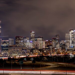 Denver Downtown City Skyline Night View Colorado Canvas, Acrylic Print,  Aluminum Metal Prints, Photo Print, Wall Art Decor, Nature Decor