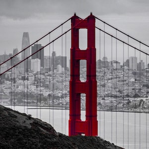 Golden Gate San Francisco Selective Color Grainy Canvas, Acrylic Print,  Aluminum Metal Prints, Photo Print, Wall Art Decor, Nature Decor