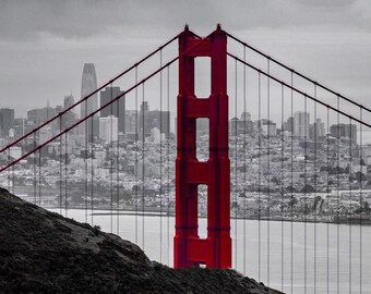 Golden Gate San Francisco Olivgrün Leinwand, Acrylbild, Aluminium Metalldruck, Fotodruck, Wand Kunst Dekor, Natur Dekor