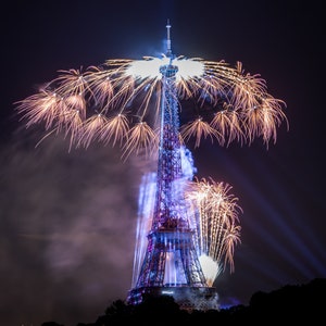 Eiffel Tower Paris France Fireworks Bastille Day Canvas, Acrylic,  Aluminum Metal Print, Paper Print, Wall Art Decor, Nature Decor
