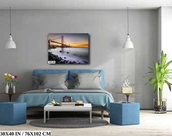 Golden Gate Bridge Goldene Stunde San Francisco Leinwanddruck, Acryldruck, Aluminium Druck, Fotodruck, Kunst Dekor, Natur Dekor