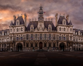 City Hall Paris France Panoramic Golden Hour Long Exposure Canvas, Acrylic,  Aluminum Metal Print, Paper Print, Wall Art Decor, Nature Decor