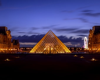 Louvre Museum Paris France Blue Hour Long Exposure Art Canvas, Acrylic,  Aluminum Metal Print, Paper Print, Wall Art Decor, Nature Decor