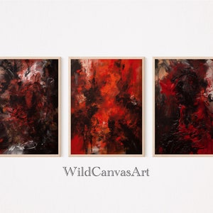 Repressed Anger: Dark & Brooding Abstract Wall Art, Set of 3, Modern wall art - Digital Download