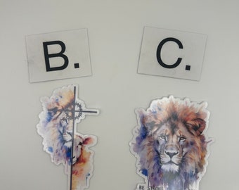 Lion and the Lamb sticker, lion, lamb, cross stickers