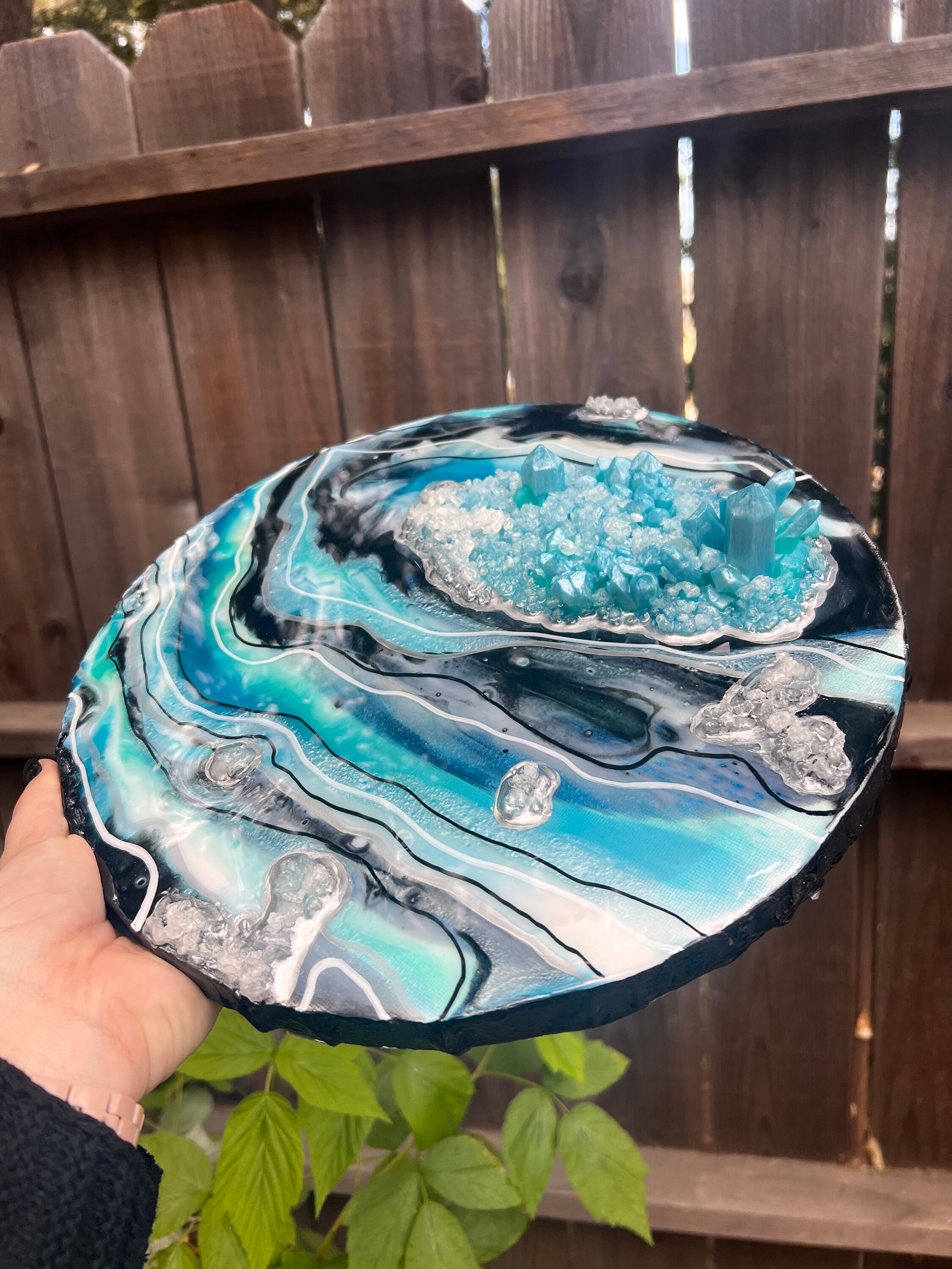 Mineral Resin Art〜Aquamarine D style〜 Aquamarine Inspired Resin Geode Wall Art 12” - Etsy
