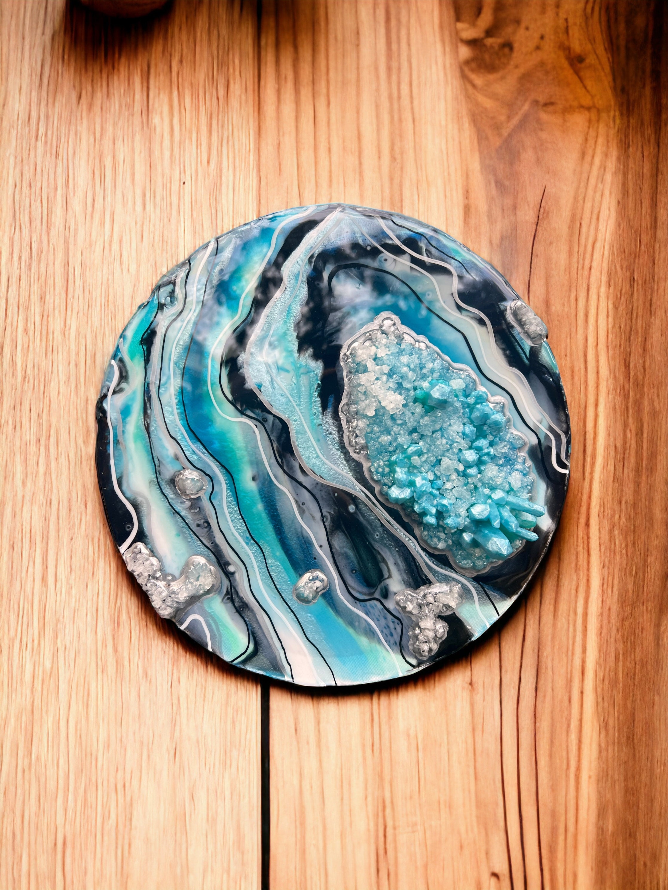 Mineral Resin Art〜Aquamarine D style〜 Aquamarine Inspired Resin Geode Wall Art 12” - Etsy